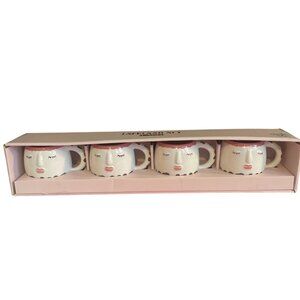 Lang Espresso Set of 4 Woman's Face New Hand Painted Ladies Face Coffee Cup Mug